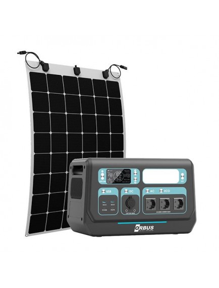 Orbus 2400W Taşınabilir Güç İstasyonu + 100W Katlanır Güneş Paneli